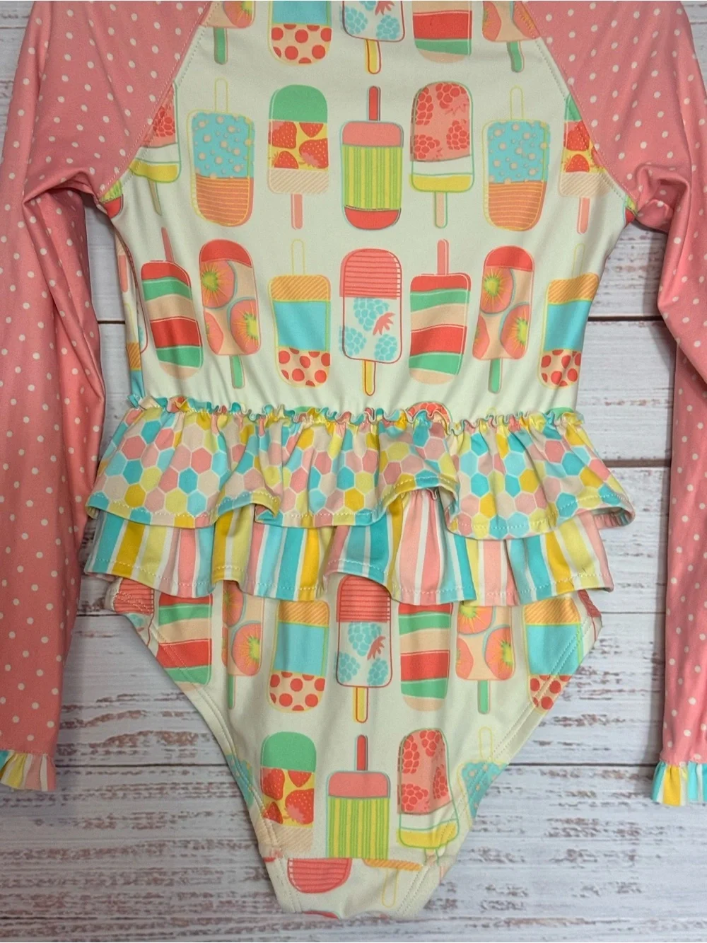 Matilda Jane Dream Chasers Dancing Popsicle Girls Rashguard Swimsuit size 6